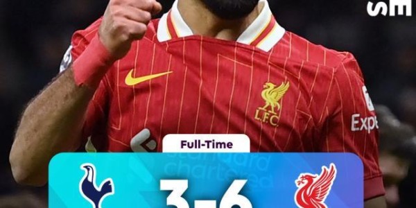 直播观看-【英超】热刺3比6利物浦，萨拉赫、迪亚斯梅开二度